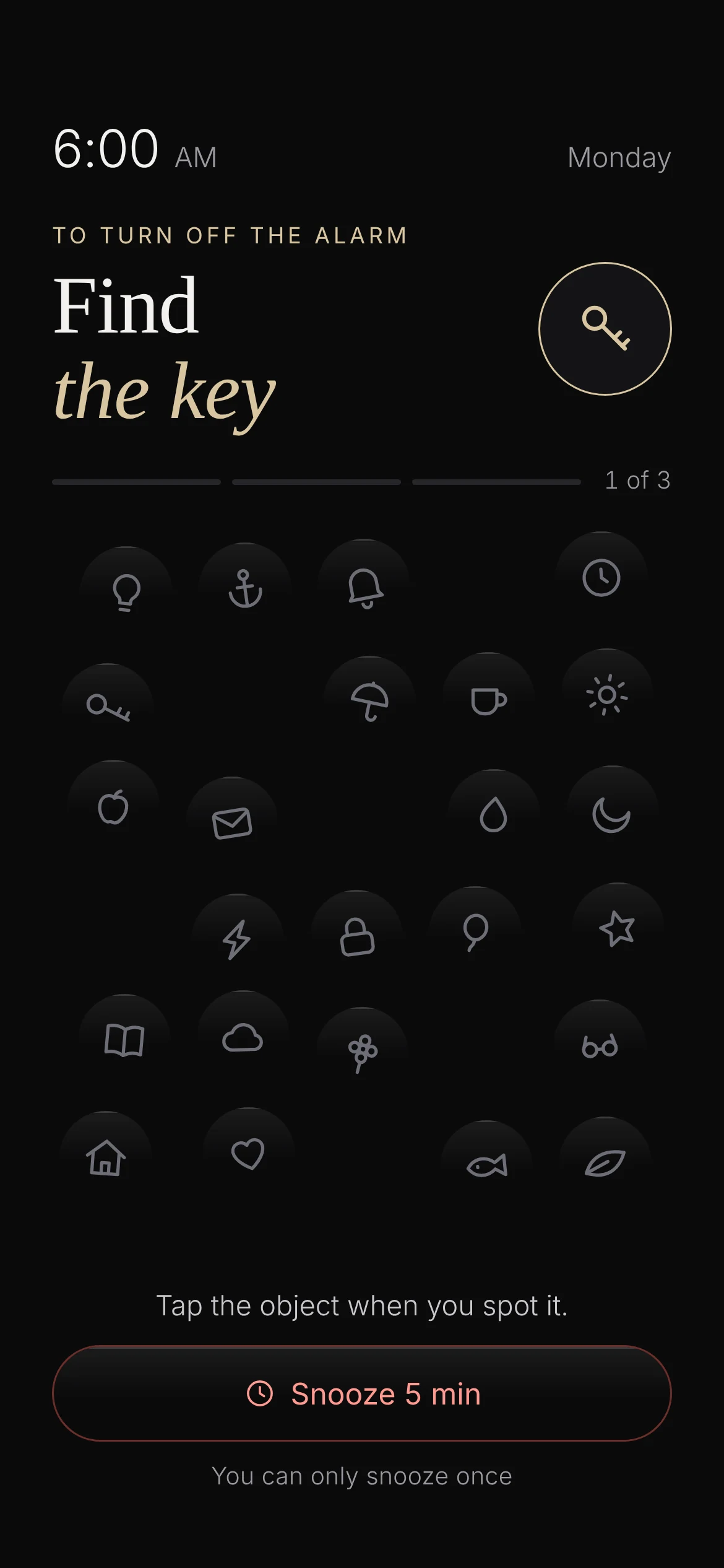 To turn off the alarm: find the key.